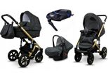BabyLux® Sky Lark | 4in1 Kinderwagen Set | Black Flex | Kombikinderwagen | Kinderwagenset | Isof