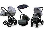 BabyLux® Sky Lark | 4in1 Kinderwagen Set | Grey Animals | Kombikinderwagen | Kinderwagenset | Is