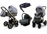 BabyLux® Sky Lark | 4in1 Kinderwagen Set | Grey Animals | Kombikinderwagen | Kinderwagenset | Is