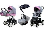 BabyLux® Alu Way | 4in1 Kinderwagen Set | Light Pink | Kombikinderwagen | Kinderwagenset | Isofi