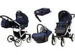 BabyLux® Largo | 4in1 Kinderwagen Set | Navy Blue Star | Kombikinderwagen | Kinderwagenset | Iso