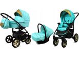 BabyLux® Gold Lux | 3in1 Kinderwagen Set | Mint | Kombikinderwagen | Kinderwagenset | Buggy + Ba