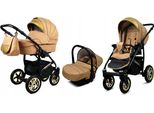 BabyLux® Gold Lux | 3in1 Kinderwagen Set | Sand Pearl | Kombikinderwagen | Kinderwagenset | Bugg