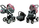 BabyLux® Sky Lark | 3in1 Kinderwagen Set | Grey Flex Hiscus | Kombikinderwagen | Kinderwagenset