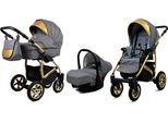 BabyLux® Gold Lux | 3in1 Kinderwagen Set | Flaxen | Kombikinderwagen | Kinderwagenset | Buggy +