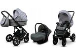 BabyLux® Sky Lark | 3in1 Kinderwagen Set | Grey Animals | Kombikinderwagen | Kinderwagenset | Bu