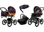 Babylux® Classic Gold | 4in1 Kinderwagen Set | Red Bow | Kombikinderwagen | Kinderwagenset | Iso