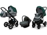 BabyLux® Sky Lark | 3in1 Kinderwagen Set | Grey Flex Green | Kombikinderwagen | Kinderwagenset |