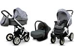 BabyLux® Sky Lark | 3in1 Kinderwagen Set | Grey Animals | Kombikinderwagen | Kinderwagenset | Bu