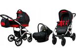 BabyLux® Largo | 3in1 Kinderwagen Set | Black Red | Kombikinderwagen | Kinderwagenset | Buggy +