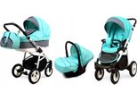 BabyLux® Alu Way | 3in1 Kinderwagen Set | Mint | Kombikinderwagen | Kinderwagenset | Buggy + Bab