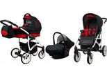 BabyLux® Largo | 3in1 Kinderwagen Set | Black Red | Kombikinderwagen | Kinderwagenset | Buggy +