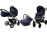 BabyLux® Largo | 3in1 Kinderwagen Set | Navy Blue Star | Kombikinderwagen | Kinderwagenset | Bug