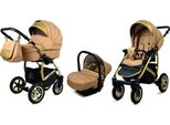 BabyLux® Gold Lux | 3in1 Kinderwagen Set | Sand Pearl | Kombikinderwagen | Kinderwagenset | Bugg