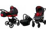 BabyLux® Largo | 3in1 Kinderwagen Set | Black Red | Kombikinderwagen | Kinderwagenset | Buggy +
