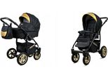 BabyLux® Gold Lux | 2in1 Kinderwagen Set | Onyx | Kombikinderwagen | Kinderwagenset | Buggy + Ba