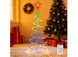 1.Albero Di Natale A Spirale 2M Led Rgb Dimmerabile Albero Di Natale A Spirale Pieghevole Con Telecomando Per La Decorazione Di Natale In Giardino Interno