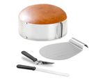 Yakimz Set Per Torte Base 4 Pezzi In Acciaio Inox - Sollevatore Di Torte Aiuto Per Il Taglio - Sollevatore Di Base Torta Coltello Anello Per Torta 23-30Cm