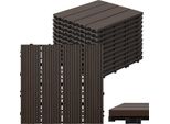 Set Di 22 Piastrelle A Incastro Tolletour Tavole Per Decking In Wpc 30X30 Cm Marrone Scuro, Aspetto Tavole Di Legno Con Sistema A Incastro