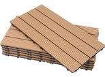 Tolletour Wpc 6X Piastrelle Per Terrazze In Legno á 60 X 30 X 2,2 Cm, Teak, 1M² Piastrelle Wpc A Incastro, Piastrelle Per Balconi Resistenti Alle Intemperie