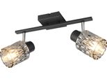 Lampada Da Soffitto, Metallo, Nero Opaco, Vetro Color Fumo, H 21 Cm