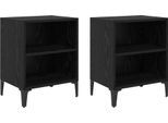 Syfax™ Armadio Da Notte 2 Pcs Rovere Nero 40 X 30 X 50 Cm