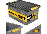 Monzana® 2X Contenitore Con Coperchio 40L Bpa Free Chiusura A Scatto Scatole Impilabili Scatola Organizer Cantina Garage Contenitori Plastica Box