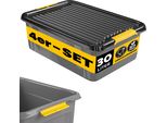 Monzana® 4X Contenitore Con Coperchio 30L Bpa Free Chiusura A Scatto Scatole Impilabili Scatola Organizer Cantina Garage Contenitori Plastica Box