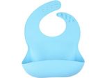 Bavaglino Flessibile In Silicone Con Coppa, Bavaglino Con Tasca, Morbido, Impermeabile, Lavabile, Blu