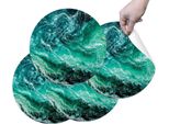 Hubdeco Tovagliette Protettive Durevoli Per Il Tavolo Da Pranzo - Set Di 4 Tovagliette In Vinile Lavabili - Tovagliette Per La Cucina - Tovaglietta - Tovagliette Lavabili - 36 X 36 Cm - Onde Di Mare Marmo