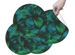 Hubdeco Tovagliette Protettive Durevoli Per Il Tavolo Da Pranzo - Set Di 4 Tovagliette In Vinile Lavabili - Tovagliette Per La Cucina - Tovaglietta - Tovagliette Lavabili - 36 X 36 Cm - Foglie Verdi