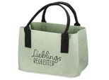 Gilde Tasche, Rechteckig, "Lieblingsbegleiter"", Schriftzug, Filz, HellgrüN, Ve 4, L. 26 Cm, B. 40 Cm, H. 25 Cm"