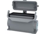 09300242297 Harting Han 24B Custodia A Base Alta, Uscita Cavi Laterale 2Xpg21, Con 1 Staffa Longitudinale Con Cappuccio Di Protezione In Metallo