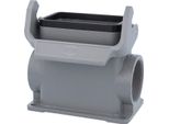 09300100293 Harting Han 10B Custodia A Base Alta, Uscita Cavi Laterale 2Xpg29, Con 1 Staffa Longitudinale PG29 Pressacavo