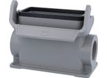 09300160290 Harting Han 16B Custodia A Base Alta, Uscita Cavi Laterale 2Xpg21, Con 1 Staffa Longitudinale PG21 Pressacavo
