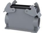 09300160271 Harting Han 16B Custodia A Base Alta, Uscita Cavi Laterale 2Xpg29, Con 2 Traverse Pressacavo PG29