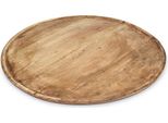 1.04 Piatto Decorativo In Legno Di Mango - Ø 37,5 Cm Circa - Piatto Da Portata Rotondo