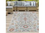 Tappeto Da Salotto Per Esterni Color Crema Con Motivo Floreale Colorato Dimensioni - 160 X 230 Cm