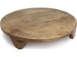 1.04 Piatto Decorativo In Legno Di Mango Con Piedini - Ø 38 Cm Circa - Piatto Da Portata Rotondo Con Piedini