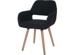 Sedia Da Sala Da Pranzo HWC-A50 Ii, Sedia Da Cucina, Design Retrò Anni '50 ~ Tessuto, Nero-Grigio, Gambe Chiare