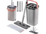 Mocio Piatto Kadax Con Strizzatore, Secchio A Due Camere, Separazione Dell'acqua + 2 Inserti