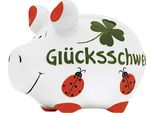 Kcg Sparschwein GlüCksschwein Keramik Mit Stopfen 12X10Cm GrüN/Weiß
