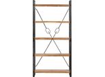 Libreria 5 Scomparti 90 X 30 X 180 Cm In Legno Massiccio Di Acacia