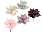Kunstblume I.Ge.A. "Poinsettia", Rosa (Silberfarben, Creme, Dunkelrot, Altrosa, Rosa), B:18Cm H:21Cm L:18Cm, Obermaterial: 95% Polyester, 5% Kunststoff, Kunstpflanzen, Kunstblume, Dekoblume, 5Er Set