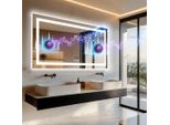 Wisfor Specchio Da Bagno A Led Con Altoparlante Bluetooth, Specchio Da Bagno 140×70 Cm Con Illuminazione A 3 Colori, Specchio Da Parete A Led Dimmerabile Senza Nebbia