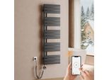 S'afielina Radiatore Elettrico Per Asciugamani 1320×400 Mm, Radiatore Elettrico Per Bagno Con Termostato, Wifi, Timer Programmabile, Display Lcd, 600 W, Antracite