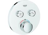 Grohe Grohtherm Smartcontrol Thermostat Avec Deux Vannes D'arrêT, Rosace Murale Ronde, Blanc Lune, 29151LS0, 29151LS0