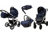 BabyLux® Largo | 4in1 Kinderwagen Set | Navy Blue Star | Kombikinderwagen | Kinderwagenset | Iso