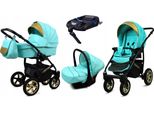 BabyLux® Gold Lux | 4in1 Kinderwagen Set | Mint | Kombikinderwagen | Kinderwagenset | Isofix-Bas