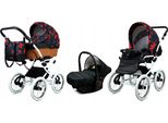 Babylux® Classic White | 3in1 Kinderwagen Set | Red Bow | Kombikinderwagen | Kinderwagenset | Bu